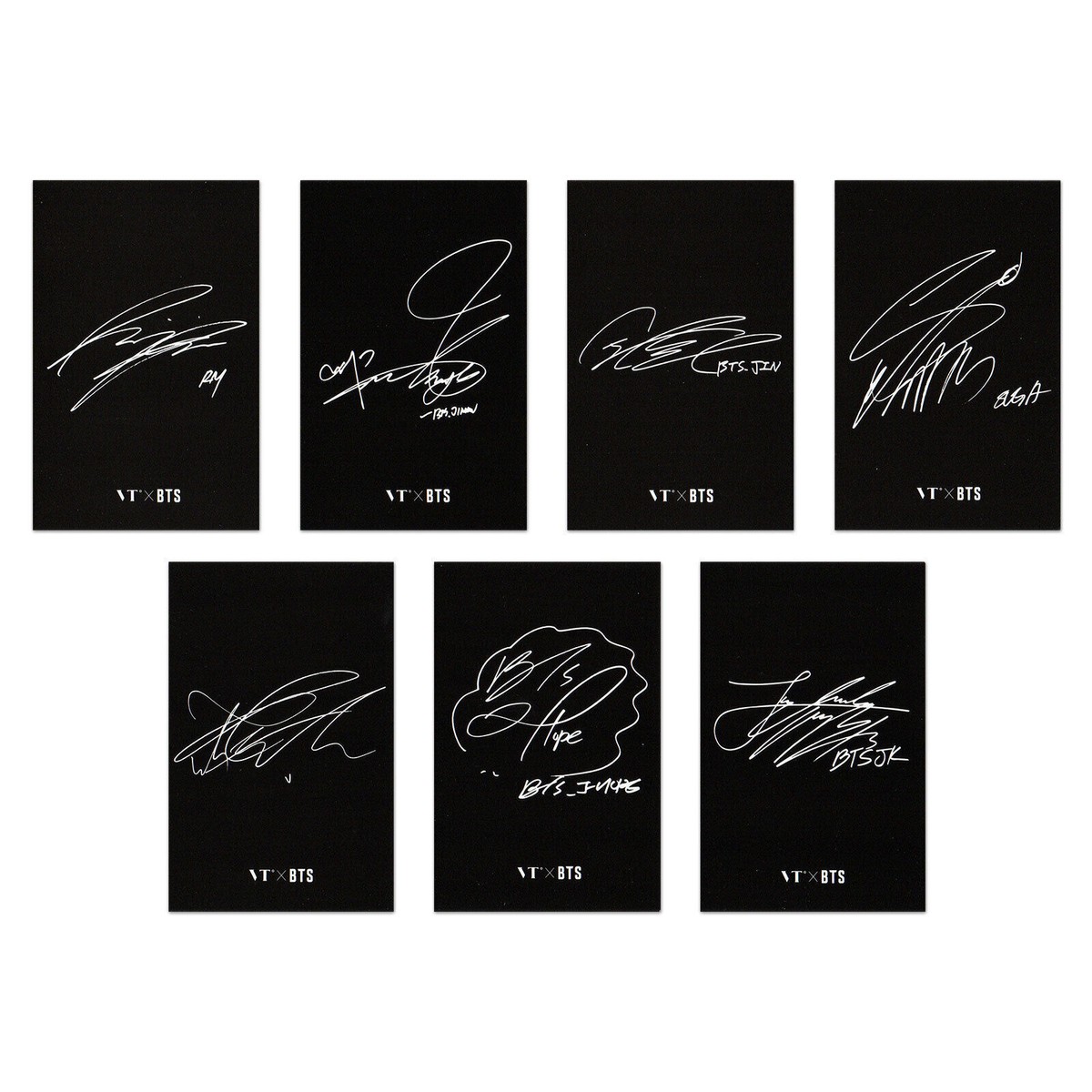 BTS X VT Official Photocards 7pcs Black or White + Tracking Number