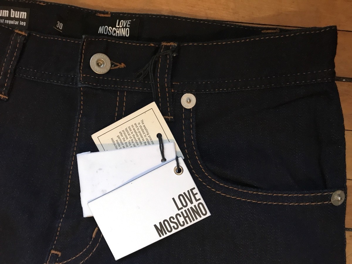 Jean LOVE MOSCHINO British Flag Bleu Marine Stretch Taille 27/32 - Neuf Avec étiquettes