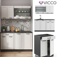 Cuisine équipée Bloc Cuisine intégrée R-Line Single blanc anthracite Vicco