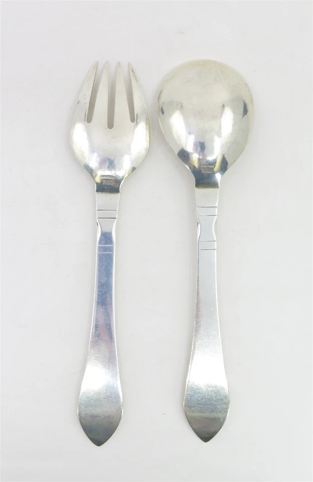 Cuchillo y cuchara continental de plata esterlina Georg Jensen Dinamarca 8-3/8" L Foto 3 de 4