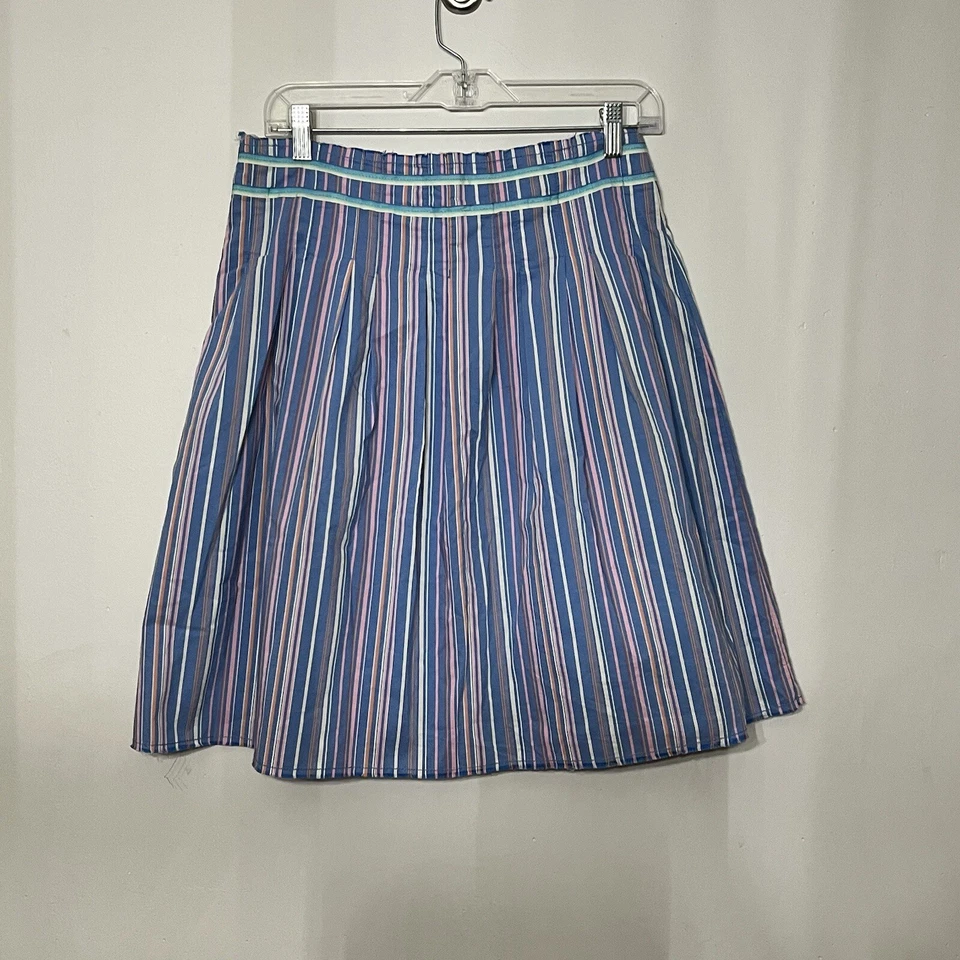 Vintage Old Navy Skirt Pleated Cotton Striped Y2K Beach Summer Coastal Sz 4 - Image 2 of 4