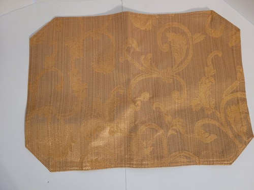 Set of 3 Gold Tone Filigree Washable Fabric Cloth Placemats 17.75" x 12.75"  - Picture 2 of 9