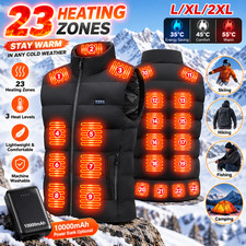 Electric USB Heated Vest Jacket / Battery Men Women 23Heating Zones Thermal Coat