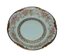 Antique Limoges Jean Pouyat Floral and Gold Filigree Porcelain Bowl 1906