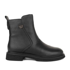 La Conte Damen Schwarze Lederstiefeletten Freizeit LAC6582-25252BLK