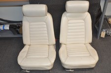 Original Ermine White Vinyl Bucket Seats With Headrests Pair 1966 Corvette