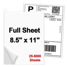 Full Sheet 8.5"x11" Shipping Labels 25-5000 White Sticker Paper Self Adhesive