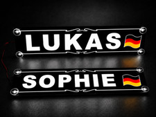 LED LKW Namensschild Personalisiert Wunschtext Flagge 12V 24V Truck Leuchtschild