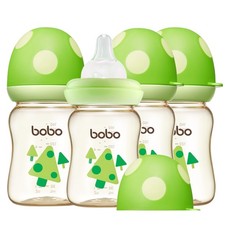 4 PCS 5.4oz PPSU Baby Bottle Wide Neck AntiColic Natural Nipple Green Safe