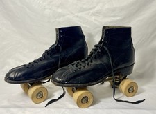 Vintage Official Roller Derby Skates Black Leather Size 10