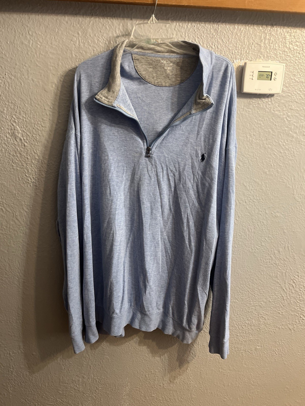 Polo Ralph Lauren Camicia 1 4 Zip Pullover Uomo 5XB Blu Pony
