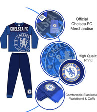 CHELSEA FC Official Boys Pyjamas Long Sleeve Cotton PJS Ages 4-12 Years Old