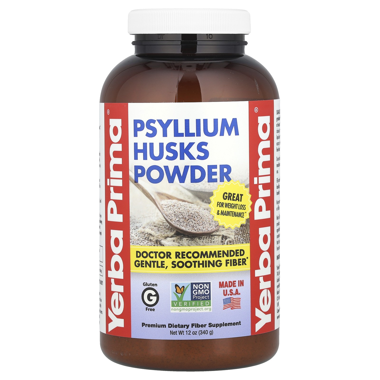 Yerba Prima Порошок шелухи подорожника 12 унций 340 г Без глютена 3090₽