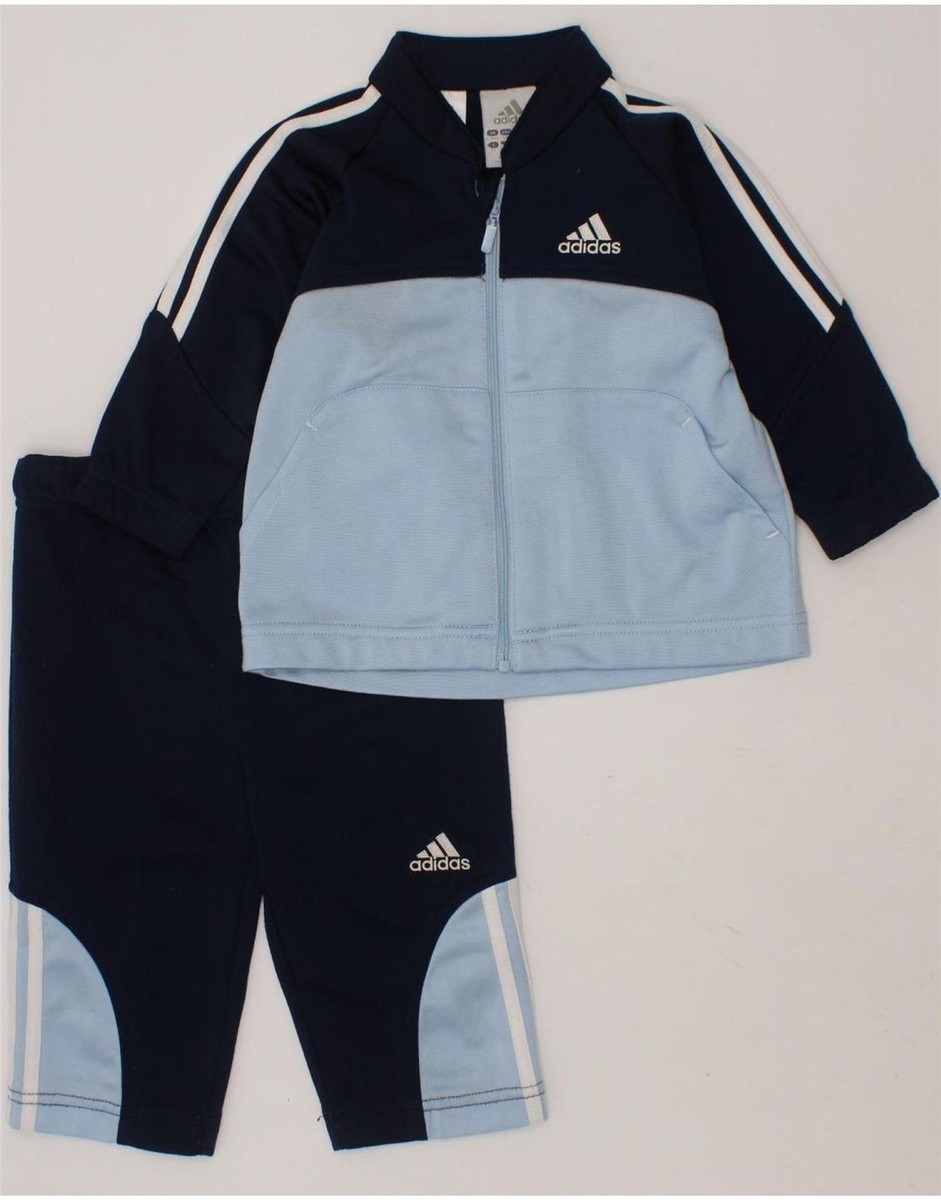 ADIDAS Baby Boys Full Tracksuit 6-9 Months Navy Blue Colourblock