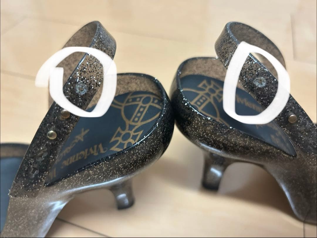 Melissa Vivienne Westwood Lady Dragon Black Glitter Orb Heels Size