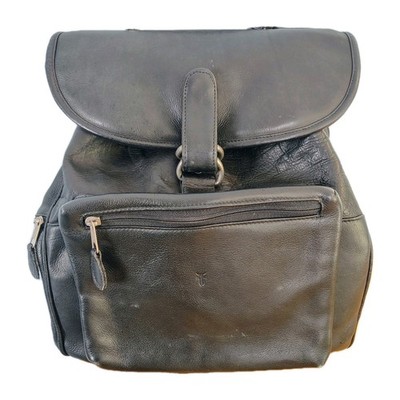 Vintage Genuine Leather Black Backpack Purse Soft Slouchy Minimalist Bag
