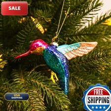 Amanman Blown Glass Hummingbird Christmas Ornament, Bird Theme Tree Decorations