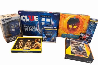 Large Doctor Who Game Lot Clue Yahtzee Trivial Pursuit TARDIS Puzzle Set BBC