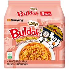 Samyang Buldak Rosé Ramen 5 Pack – Korean Creamy Spicy Noodles Hot Chicken