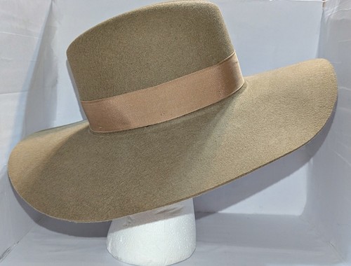 Stetson Midtown B Hat Tan Taupe 100% Wool Wide Brim Made n TX USA Cowgirl Fedora - Picture 6 of 24