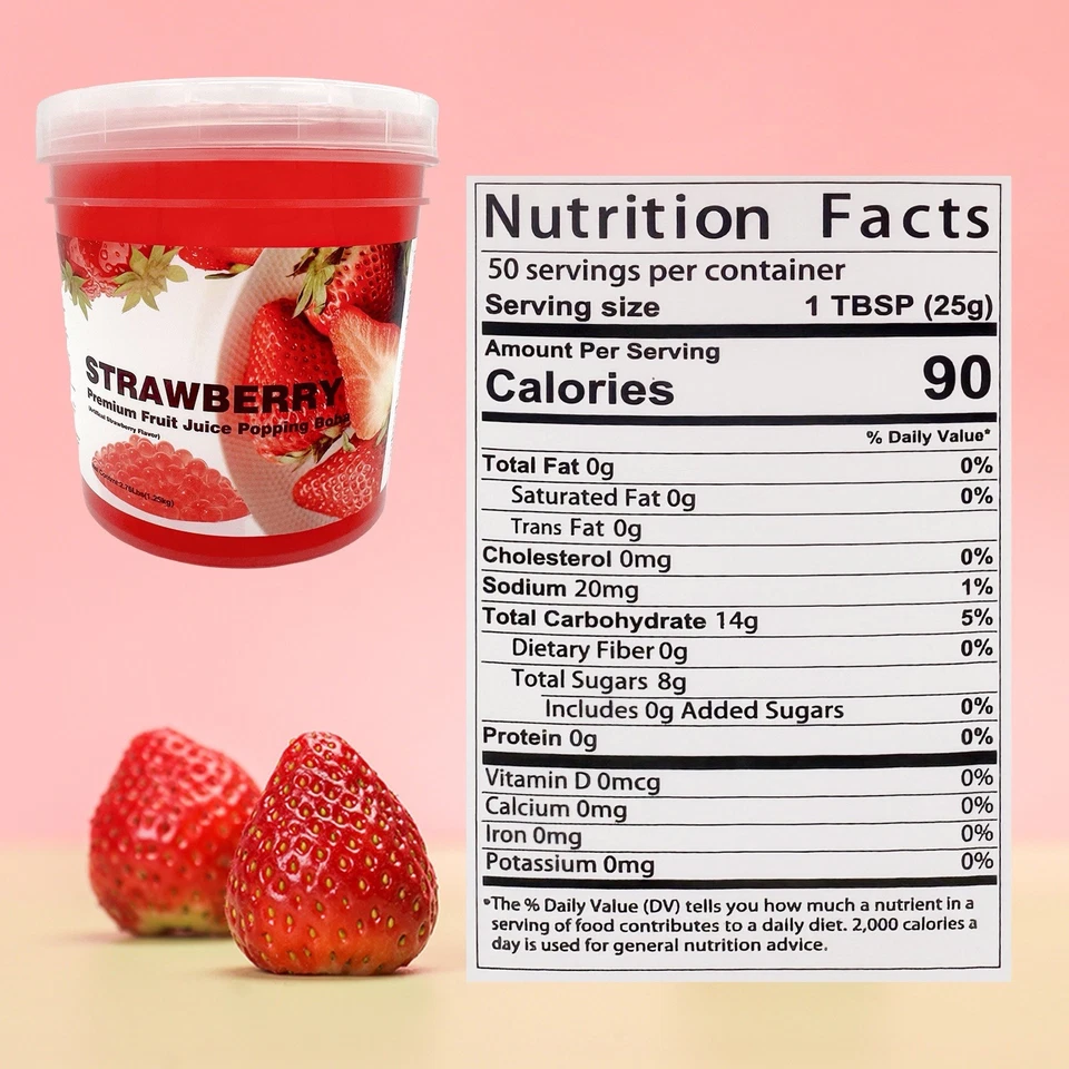 Жемчуг клубничный лопающийся Bursting для десертной начинки Boba Tea 2,76 фунта - Изображение 3 из 4