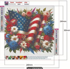 American Independence Day Flag Flowers 5D DIY Diamond Painting Kits for Adults