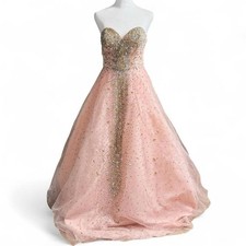 Glamour by Terani Strapless Beaded Ball Gown Princess Floor Length Gown