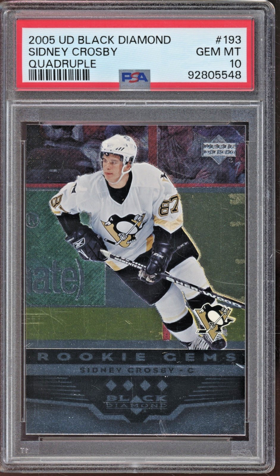 2005 UD Black Diamond Quad Quadruple #193 Sidney Crosby RC Gem Mint PSA 10