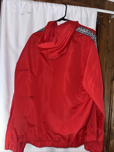 Obey worldwide mens Large red light weight full zip Hooded windbreaker - Picture 3 of 5