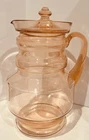 Vintage Dunbar Pink Depression Glass Pitcher with Lid