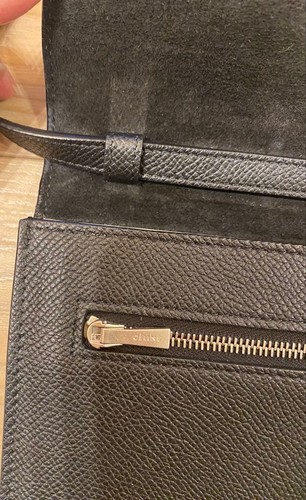 CELINE Black Wallet on Chain Shoulder Bag Gold Logo 20cm Dust Bag Card Auth - 第 5/24 張圖片