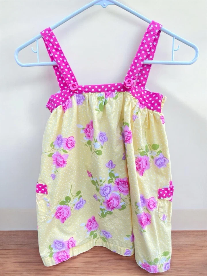 2 vestidos a juego Penelope Mack (talla 5 y 6) lunares florales rosas y amarillos Foto 2 de 4