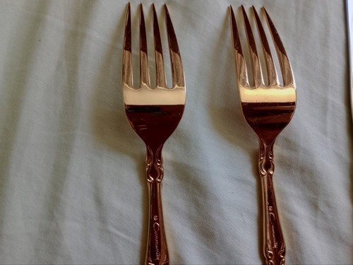 6 Pc set Community Modern Baroque Gold Stainless Flatware for 2 people - Picture 7 of 9