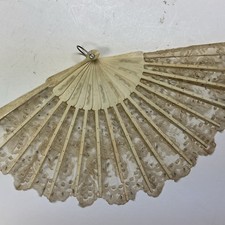 Antique Lace  Celluloid Embossed Folding Fan Circa Early 1900  s Orginal Box