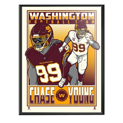 Phenom Gallery Washington Football Team Chase Young 18'' x 24'' Framed Serigraph