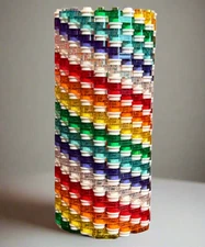 Semi-Transparent Rainbow Skinny Modular Vase – Built with LEGO®-Compatible Brick