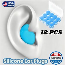 12pcs Silicone Earplugs for Sleeping Blue Reusable Moldable Soft Noise Blockings