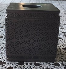 Oil Rubbed Brushed Bronze Square Tissue Box Cover Laser Cut Geometric Heavy EUC