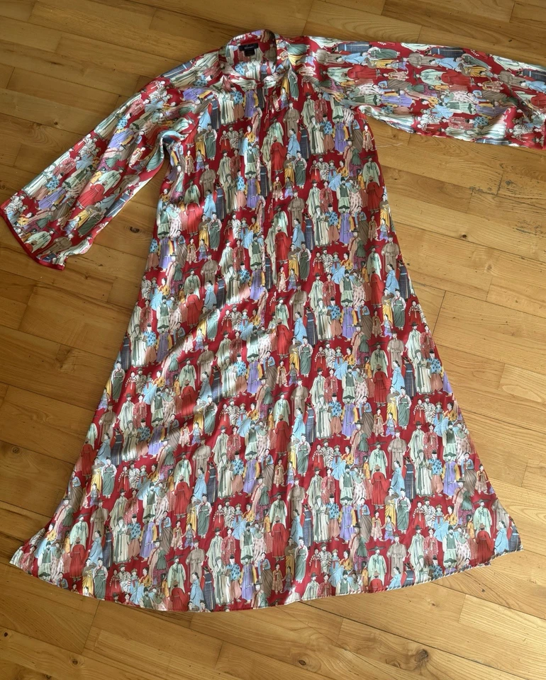 Natori Size Large Dynasty Caftan Mandarin Collar Asian Inspired Luxury Sleepwear - Image 3 of 4