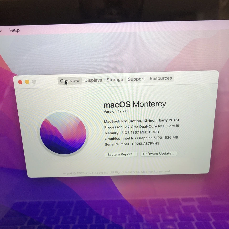 Apple MacBook Pro 13'' 2015 A1502 Intel Core i5 8GB RAM 128GB SSD OS Monterey - Image 2 of 4