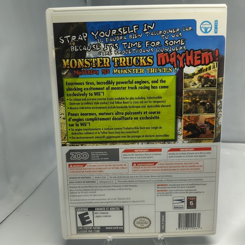 Monster Trucks Mayhem (Nintendo Wii, 2007) Complete CIB Tested and Working - Picture 3 of 5