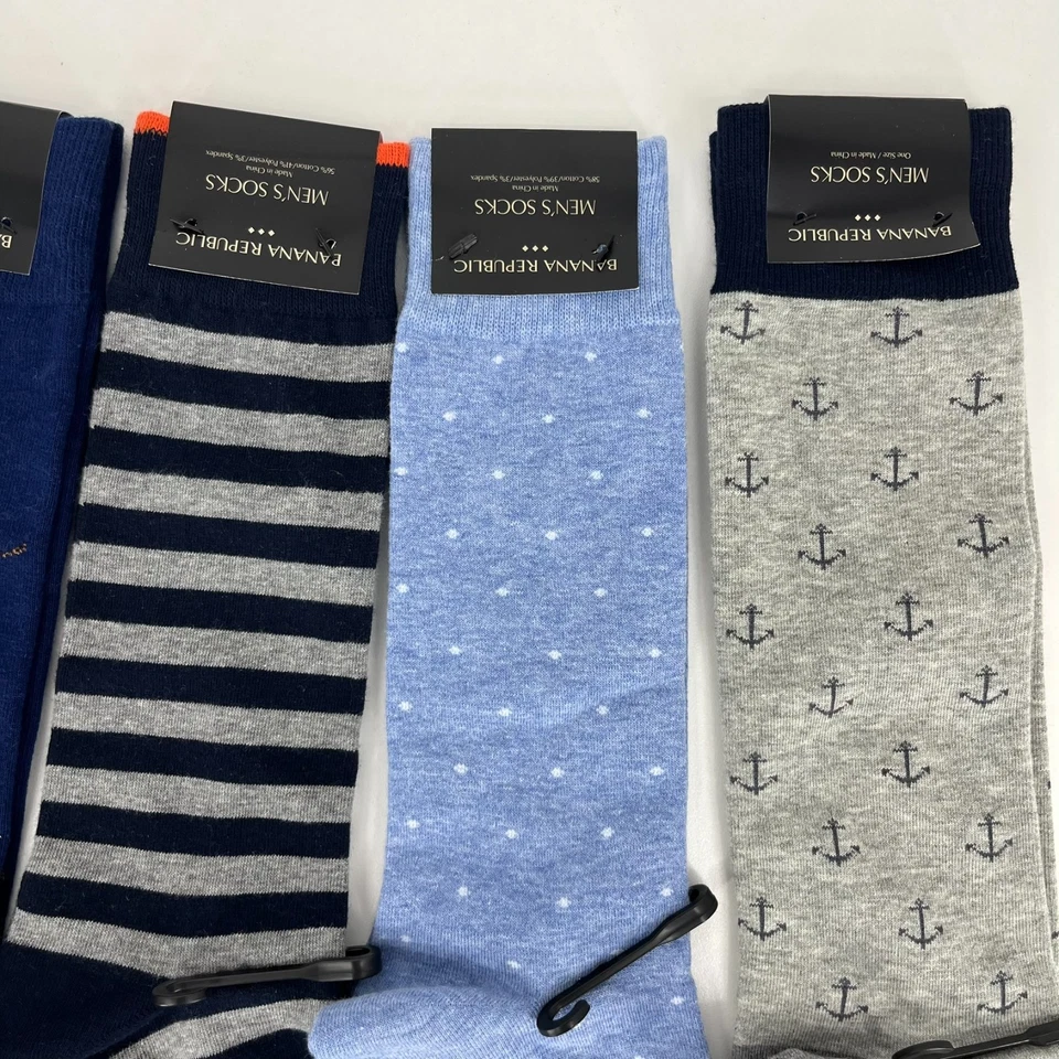 Lote de 4 calcetines de vestir Banana Republic para hombre talla única gris azul media pantorrilla nuevos con etiquetas Foto 4 de 4