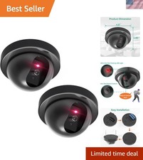 2-Pack Dummy CCTV Dome Security Cameras with LED Light  Decals for Home Safety