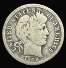 1908-P  BARBER DIME