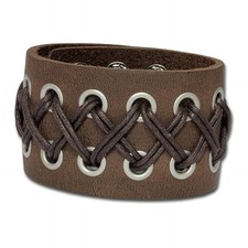 Herren Armband Antik Kordel -gegerbtes Rindsleder- braun SilberDream LA5353B