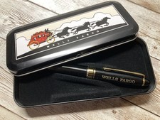 Wells Fargo Advertising Ink Pen Set in Tin Collectible Box, Vintage, Great Cond