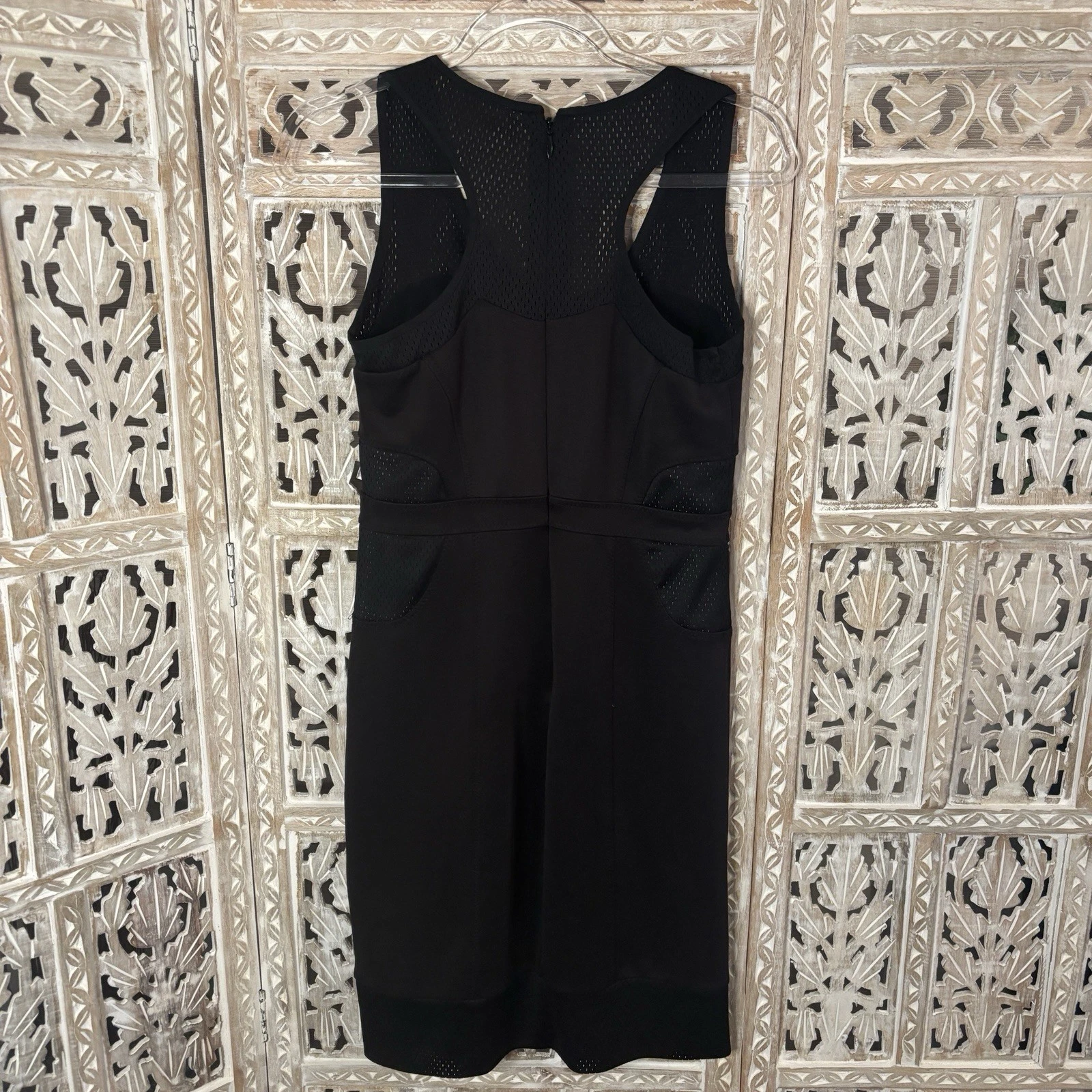 VETEMENTS Abito donna Nicole Miller nero rete ritagliato lunghezza ginocchio matita artelier taglia 6