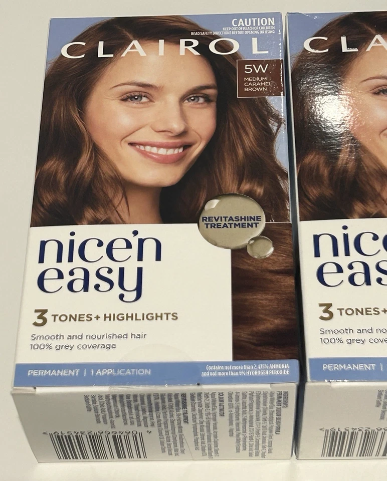 2 X CLAIROL NICE N Easy 5W Medium Caramel Brown Permanent Hair Dye - 3 Tones + - image 2 of 4