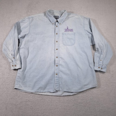 #ad Truman State University Shirt Mens XL Light Blue Denim Button Down Embroidered $19.99