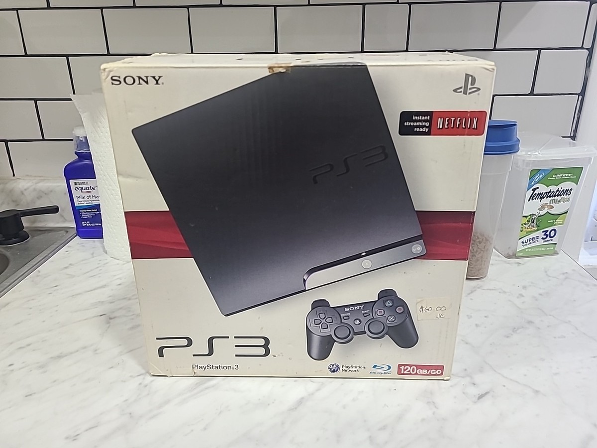 SONY PLAYSTATION 3 SLIM PS3 120GB BLACK CONSOLE TESTED WORKING